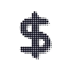 A dollar sign in halftone dots, the Costs and hiring topic