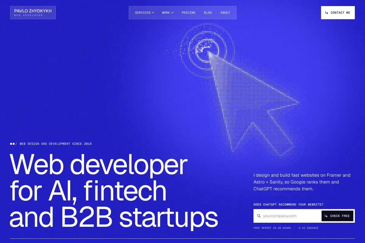 The same home page as the design in Figma